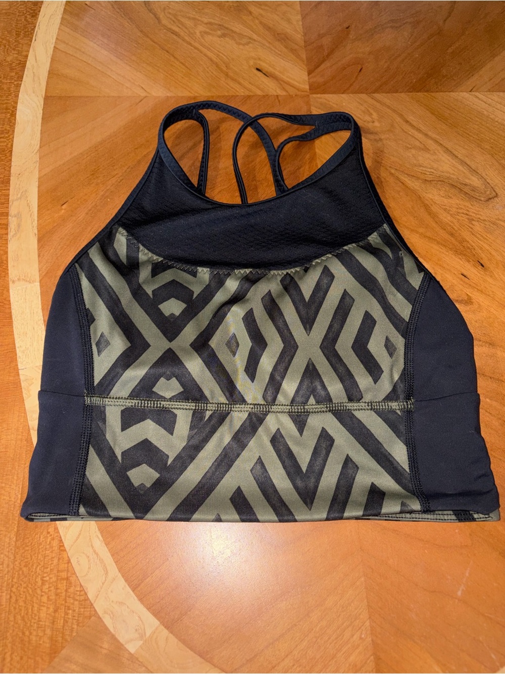 lululemon athletica Black & Olive Geometric Strappy Sports Bra
